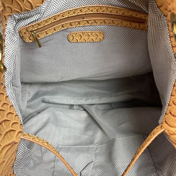 Steve Madden Women's Tote Shoulder Bag Large Orange Cognac Faux Leather - Picture 12 of 16